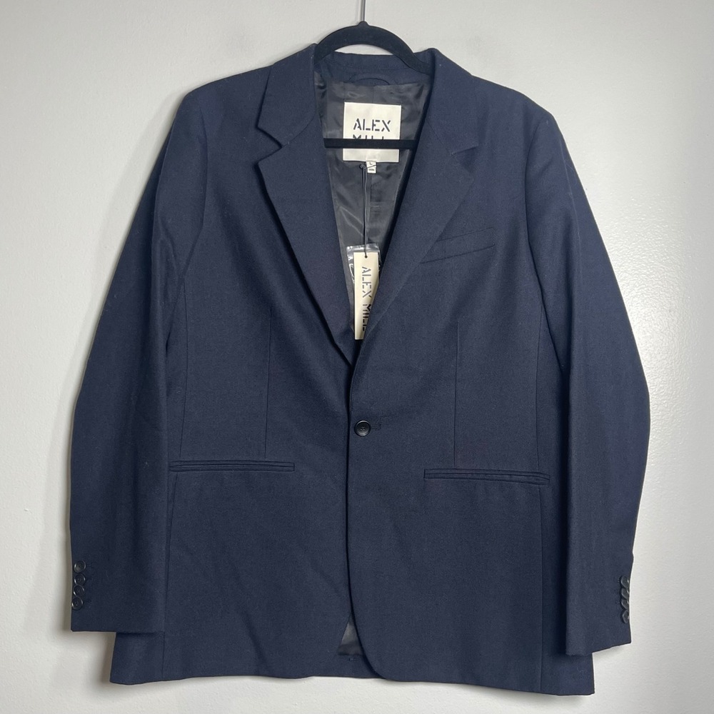 ALEX MILL Soho Blazer In Wool Large Dark Navy Blue NEW Wool Minimalist Career‎